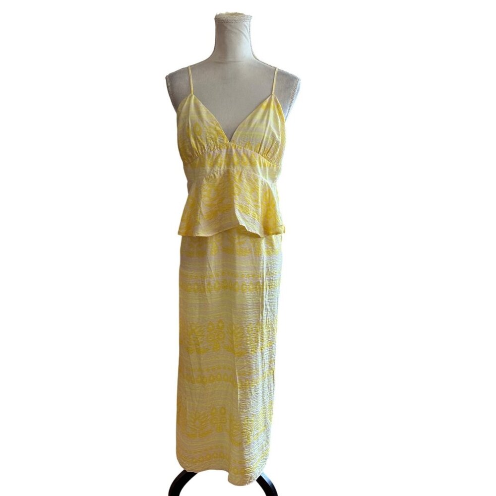 Future Collective Babydoll Yellow Maxi Dress Adjustable Straps & Ruffle Details